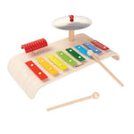 PlanToys Wood Musical Playset with Xylophone, Cymbal, and Guiro (6422) | Sustainably Made from Rubberwood and Non-Toxic Paints and Dyes