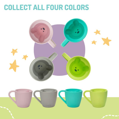 melii Silicone Bear Mug for Toddlers and Kids - Durable Food-Grade BPA-Free Cup for Hot and Cold Beverages - Fun Bear-Shaped with Easy-Grip Handle, Dishwasher Safe - Blue