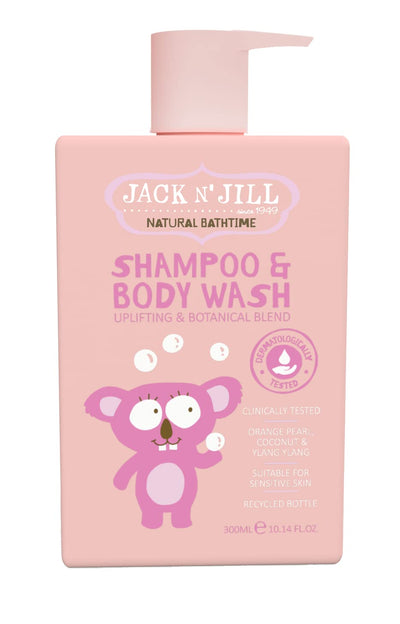 Jack N' Jill shampoo and body wash bottle with a cartoon bear on a white background