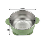 PandaEar 3 Pack Stainless Steel Baby Suction Bowls, Non-Slip Child Food Bowl with Silicone Sleeve for Kids Toddlers Infants, Unbreakable & Mess Free (Blue Green Beige, With Lids)