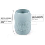 PandaEar (2 Pack 100% Tiny Silicone Drinking Training Cup for Baby and Toddler (Blue&White)