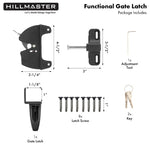 HILLMASTER Key Lockable 2 Sided Gate Latch Key,Self Locking Gate Latch Gate Fence Lock for Outdoor Gates,Locking Gate Door Lock Fence Latch Gate Hardware for Metal,Wood,Vinyl Fence,Black Finish