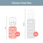 Lifefactory Glass Baby Bottle with Stage 1 Nipple and Protective Silicone Sleeve Cantaloupe, 4 Oz