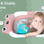 Rylor Baby Bathtub for Newborns & Infants 0-12 Months - Foldable, Compact, Non-Slip Bath Tub with Adjustable Cushion - Safe & Comfortable Bath Seat - Perfect for Home & Travel (Pink)