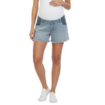 Motherhood Maternity Women's Under The Belly Cutoff Denim Pregnancy Shorts, Sara Light Wash, Small