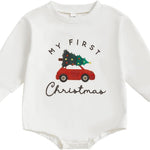 MERSARIPHY Baby Christmas Clothes Baby Boy Girl Sweatshirt Romper Santa Baby Romper Tops Fall Winter Outfits