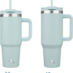 30 oz Tumbler with Handle and 2 Straws,2 in 1 Lid Insulated Water Bottle Stainless Steel Travel Coffee Mug,Blue Haze