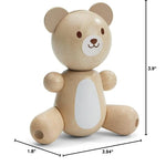PlanToys® Little Bear Wooden Baby Rattle & Grasping Toy | Montessori Sensory Development for Coordination, Focus & Auditory Learning | Eco-Friendly Infant Educational Toy