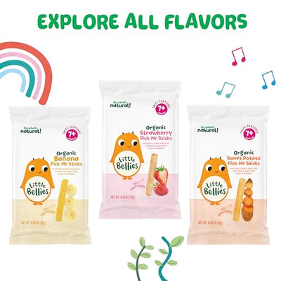 Little Bellies Organic Strawberry Pick-Me Sticks Baby Snack (Pack of 5 x 0.56 oz Individual Packs)