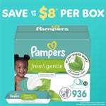 Pampers Baby Wipes, Free & Gentle, Hypoallergenic and Unscented Wipe, 100% Plant Based, Plastic-Free for Babies, 312 Total (4 Flip-Top Packs)