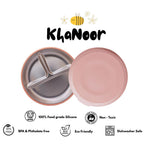 KhaNoor Stainless Steel Suction Plates for Babies & Toddlers – 2 Pack Divided Baby Plates with Strong Suction Base – Unbreakable Non-Toxic Baby Led Weaning Feeding Set – BPA Free, Dishwasher Safe