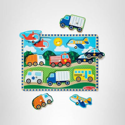 Melissa & Doug Vehicles Wooden Peg Puzzle (8 pcs)
