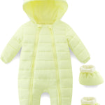 Snowsuit Down Jacket Hooded Romper Jumpsuit Toddler Onesie Winter Outwear for 3-6M Yellow