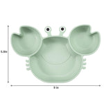 PandaEar 2 Pack Silicone Suction Plates for Toddlers Baby with 4 Spoons Self Feeding, Divided Unbreakable Toddler Plates with Suction, Baby Plates and Utensils Set, Baby Dishes, Green Crab & Pink Bee