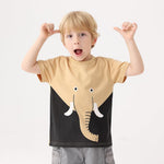 GFQLONG Toddler Baby Boys 3 Pack Crewneck Cotton Short Sleeve T-Shirt, Baby Summer Cute Cartoon Print Tees Shirts,Elephant,1-2T