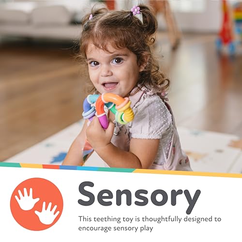 Nuby Twist-a-Ring Rattle Teether Toy for Babies - Toy for Baby Teething Relief - 6+ Months