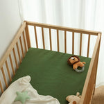 Blissful Diary Muslin Crib Sheets for Girl Boy, Boho Neutral Soft Cotton Baby Sheet for 52''x28'' Standard Crib Mattress, 2 Pack(Monstera&Dark Green)