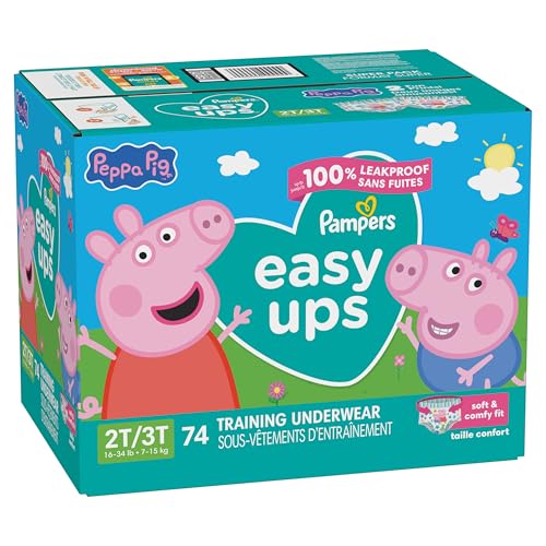 Pampers Training Pants - Easy Ups Girls & Boys - Size 2T-3T, 74 Count, Peppa Pig Potty Underwear (Packaging May Vary)