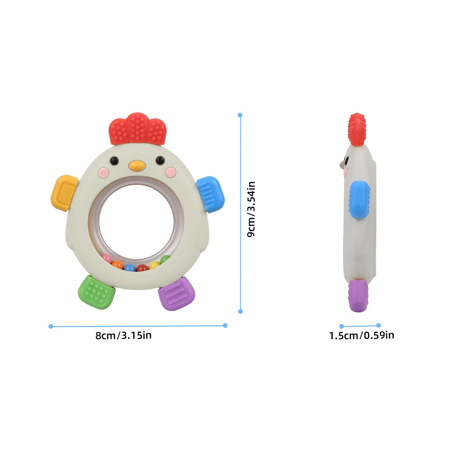 WALULAN Sensory Toys for Babies, 2 Pack Baby Teething Rings Toys for 0-3 3 6-12 Months Baby Rattle Teether Silicone Teether Relief Chew Soothing,BPA Free,Sore Gums Babys Teethers Toys
