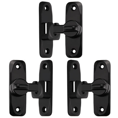 INIRET 3 Pack Barn Door Latches,90/180 Degree Gate Lock,Zinc Alloy Right Angle Door Lock Latch,Flip Gate Latches Hardware,Door Security Sliding Door Latch Lock fo Cabinets,Bathroom,Barn Door (Black)