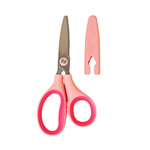 Small Blunt Tip Scissors with Cover Cap, Craft Scissors for Travel Student Kids DIY Crafting Cutting, Pastel SoftGrip Snip Paper Shears Office Cutter for Home School Classroom(Pink)