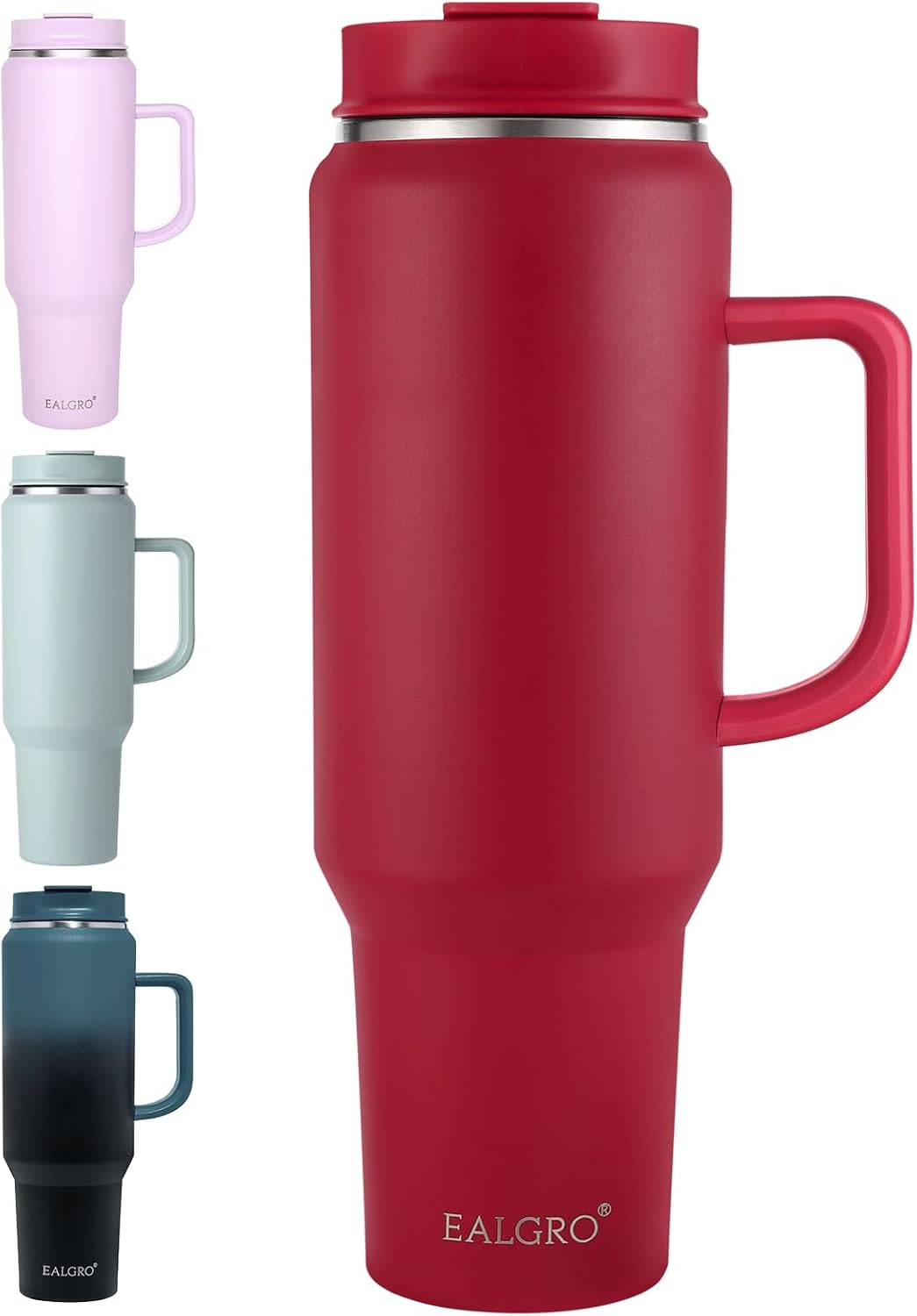 40 oz Tumbler with Handle, Insulated Tumblers with Lid and Straw, Large Metal Sports Water Bottle Jug, Thermal Stainless Steel Travel Coffee Mug Cup, Black