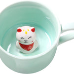 Kitten Ceramic Cup Hidden 3D Animal Inside Mug,8 oz Cartoon Handmade Coffee Mug, Lovely Mug for Christmas, Birthday, Valentine's Day Gifts, Surprise Gifts for Friends and Families (Kitten 8oz)