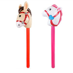 TOSAMZOO 2 Pieces Inflatable Stick Horse Inflatable Horse Head Stick Balloon Funny Stick Horse Toy for Kids Inflatable Horse on a Stick for Birthday Cowboy Party Supplies(37 Inch Brown & Pink)