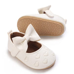 LAFEGEN Baby Girls Mary Jane Flats with Bownot Non Slip Soft Sole PU Leather Newborn Infant Toddler First Walker Cirb Dress Shoes(12-18 Months Toddler 21 White)