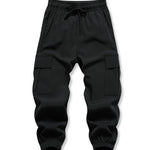 XiaoLongRen Baby Boys Cargo Joggers Pants Toddler Quick Dry Lightweight Hiking Pants Kids Pull On Sweatpants for Sports Outdoor with Pockets(LL316-Black-3T)