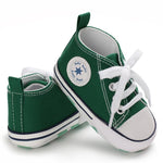 KKIIDDSS Unisex Baby Girls Boys Canvas High-top Shoes, Newborn Infant Anti-Slip Soft Sole Frist Walking Sneakers (A03/Green,0-6 Months