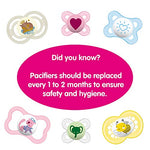 MAM Perfect Night Baby Pacifier, Patented Nipple, Glows in The Dark, 2 Pack, 0-6 Months, Unisex