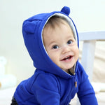 Baby Boy's Hooded Jackets Long Sleeve Outerwear Unisex Baby Classic Solid Color Coat for 6-9M Blue Jacket