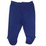 123 Bear 100% Cotton Baby Pants with Footies 100% Cotton Unisex Boys Girls (3-6 Months, 4-Pack Blue Pr)
