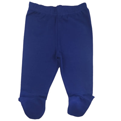 123 Bear 100% Cotton Baby Pants with Footies 100% Cotton Unisex Boys Girls (3-6 Months, 4-Pack Blue Pr)