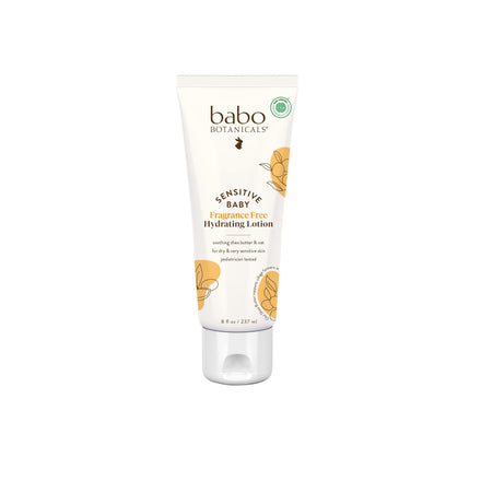 Babo Botanicals sensitive baby lotion on a white background