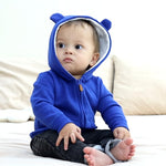 Baby Boy's Hooded Jackets Long Sleeve Outerwear Unisex Baby Classic Solid Color Coat for 6-9M Blue Jacket