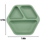 PandaEar 3 Pack Toddler Plates, Hexagon Divided Suction Plates for Baby, 100% Food Grade Silicone Baby Plates, Non-Slip, Baby Led Weaning Supplies, Microwave & Dishwasher Safe (Hexagon)