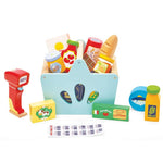 Le Toy Van - Wooden Groceries Toy Play Set & Wooden Scanner for Shopping Role Play | Supermarket Pretend Play Shop with Toy Food