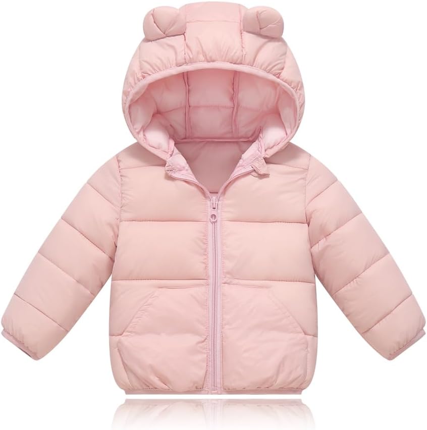 Baby Hooded Down Jackets Coat Light Boy Coats Toddler Bear Ears Zipper Up Down Coats Outwear 6M-4T