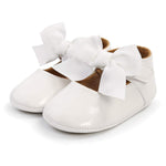 LAFEGEN Baby Girls Mary Jane Flats with Bownot Non Slip Soft Sole PU Leather Newborn Infant Toddler First Walker Cirb Dress Shoes, 0-6 Months Infant, 10 Ivory