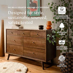 Babyletto Palma 7-Drawer Assembled Double Dresser in Natural Walnut, Greenguard Gold Certified
