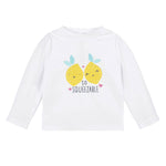 Gerber Baby Girls Baby Toddler Long Sleeved Rashguard Swim Bathing Suit Set White Yellow Lemons 3-6 Months