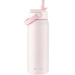 Oldley 24oz Insulated Water Bottle with Straw, Stainless Steel Water Bottle for Sports, Travel, School, BPA-Free Sports Bottles for Adult Kids, Leak-Proof, Pink