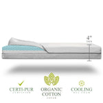 Organic Cotton 2-Sided Crib Mattress | Waterproof Washable Protector w/Ventilated Foam Lining | Light 2-in-1 Baby Mattress w/Firm Support for Infant & Soft CertiPUR Foam for Toddler | 52x27.5x4”