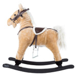 Rocking Horse Plush Animal on Wooden Rockers with Sounds, Stirrups, Saddle & Reins, Ride on Toy, Toddlers to 4 Years Old by Happy Trails - Brown