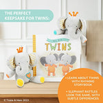 Tickle & Main We Are Twins Book & Set of 2 Plush Elephant Rattles for Baby, Toddler, Twins, Boys, or Girls - Twins Book