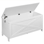 MAHANCRIS 39.4" Toy Chest, Sturdy Entryway Storage Chest with Safety Hinges, Retro Toy Box, Wooden Look Accent Furniture for Living Room, Bedroom, White SCWT48101Z1