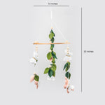 Butterfly Mobile for Crib - A Beautiful Butterfly Handmade Crib Mobile with Green Leaves, Pink, White and Gold Detail for a Nature or Wildflower Theme Nursery