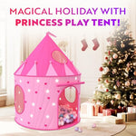 Playz 5-Piece Princess Castle Girls Pop Up Play Tent & Dress Up Costume Bundle - Playhouse Gift for Girls & Toddler for Indoor & Outdoor Use with Pink Fairy Tale Carrying Bag & Glow in The Dark Stars